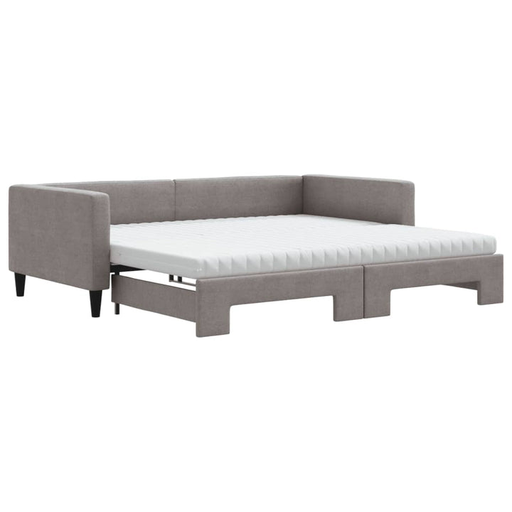 daybed med udtræk og madras 100x200 cm stof gråbrun