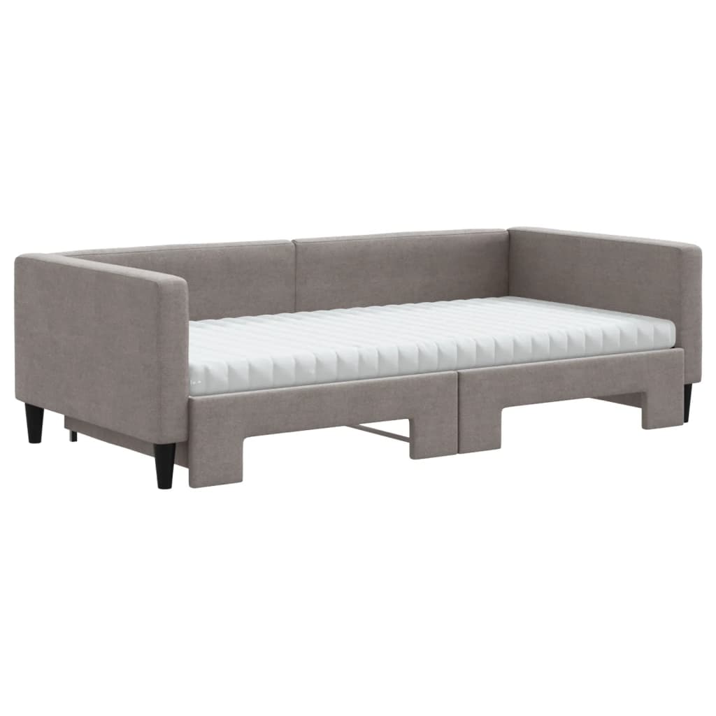 daybed med udtræk og madras 100x200 cm stof gråbrun