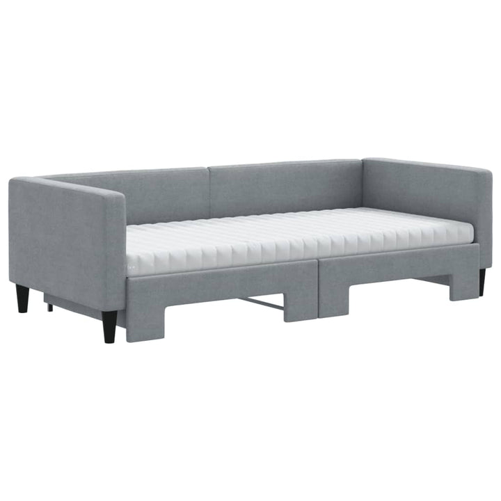 daybed med udtræk og madras 90x190 cm stof lysegrå