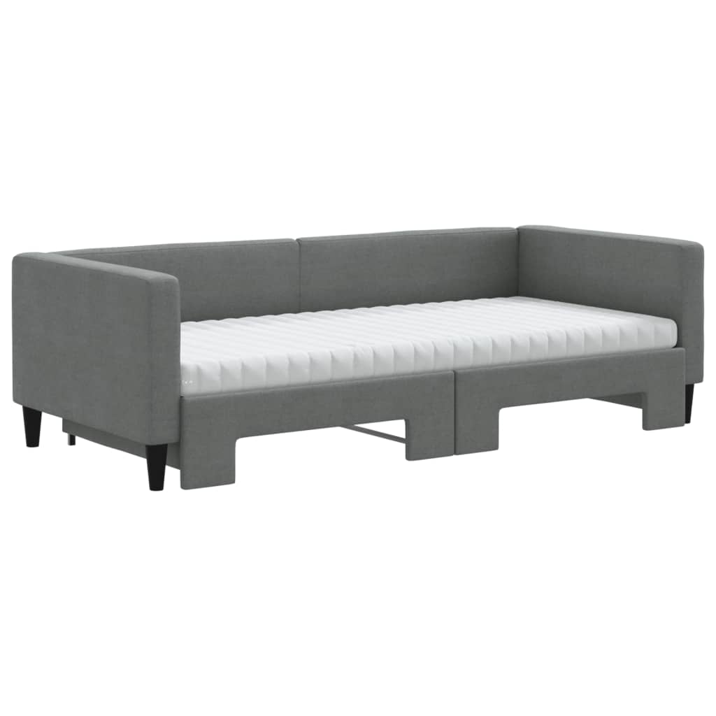 daybed med udtræk og madras 90x190 cm stof mørkegrå