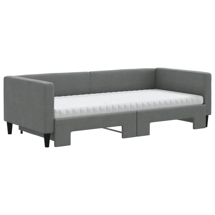 daybed med udtræk og madras 90x190 cm stof mørkegrå
