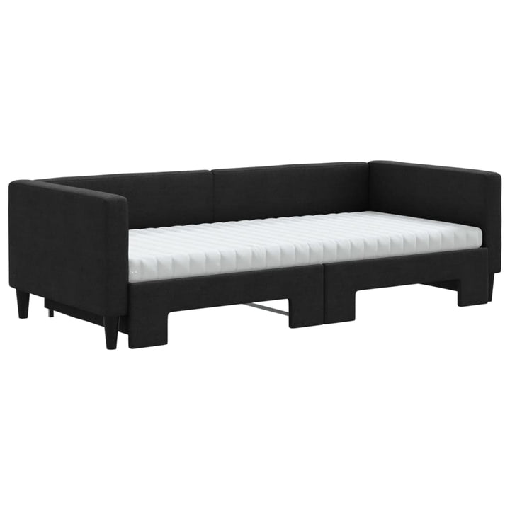 daybed med udtræk og madras 90x190 cm stof sort