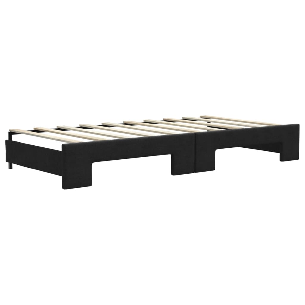 daybed med udtræk og madras 90x190 cm stof sort