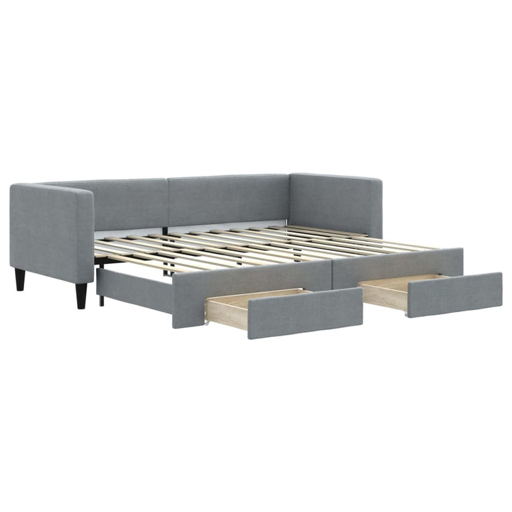 daybed med udtræk og skuffer 80x200 cm stof lysegrå