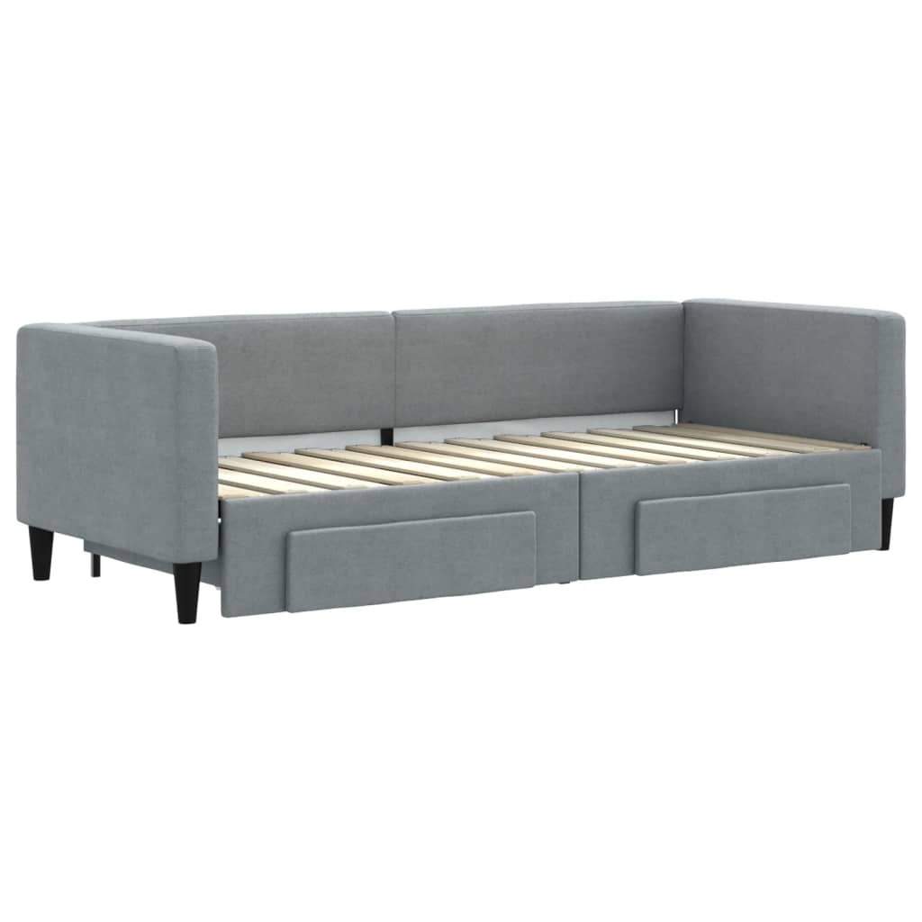 daybed med udtræk og skuffer 80x200 cm stof lysegrå