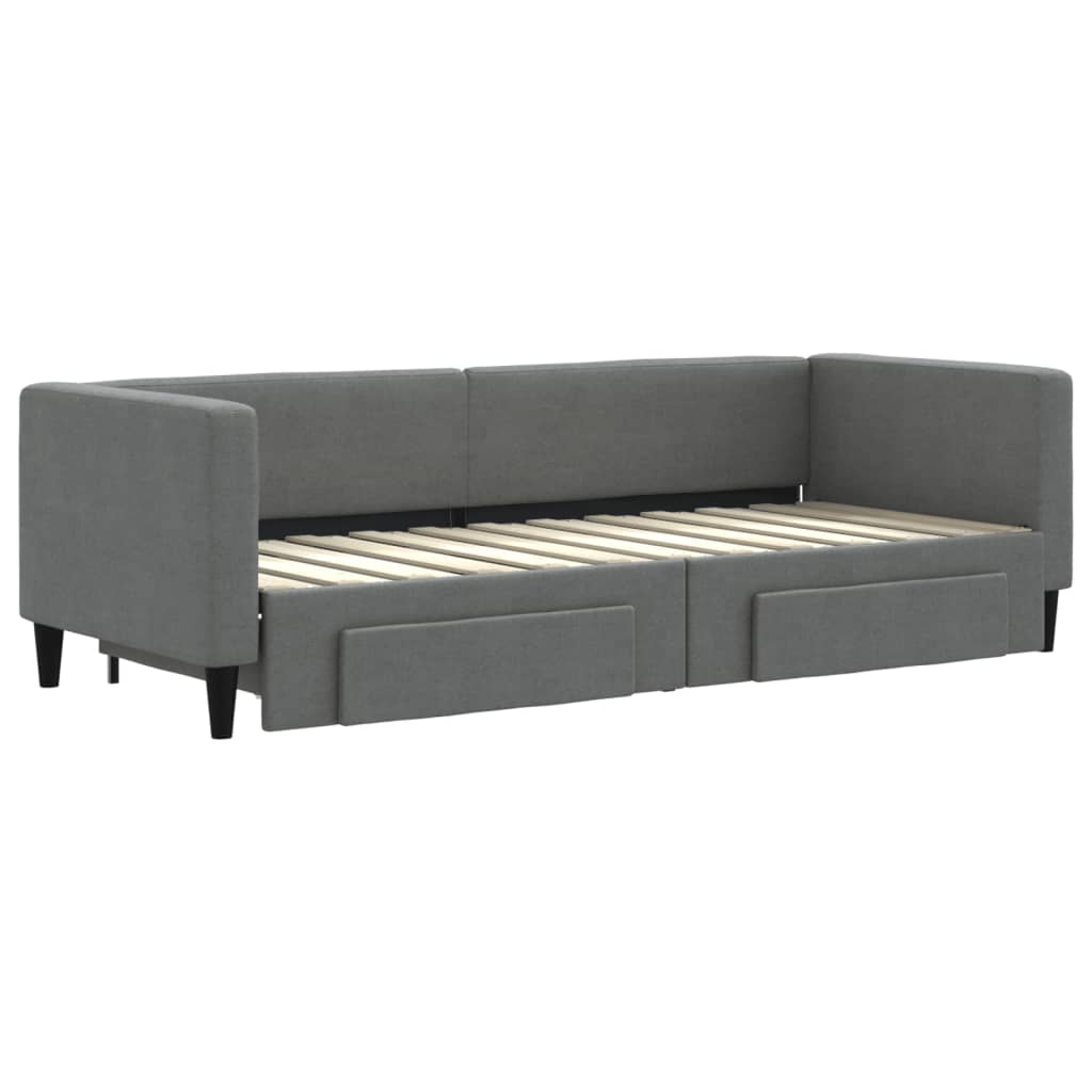 daybed med udtræk og skuffer 80x200 cm stof mørkegrå