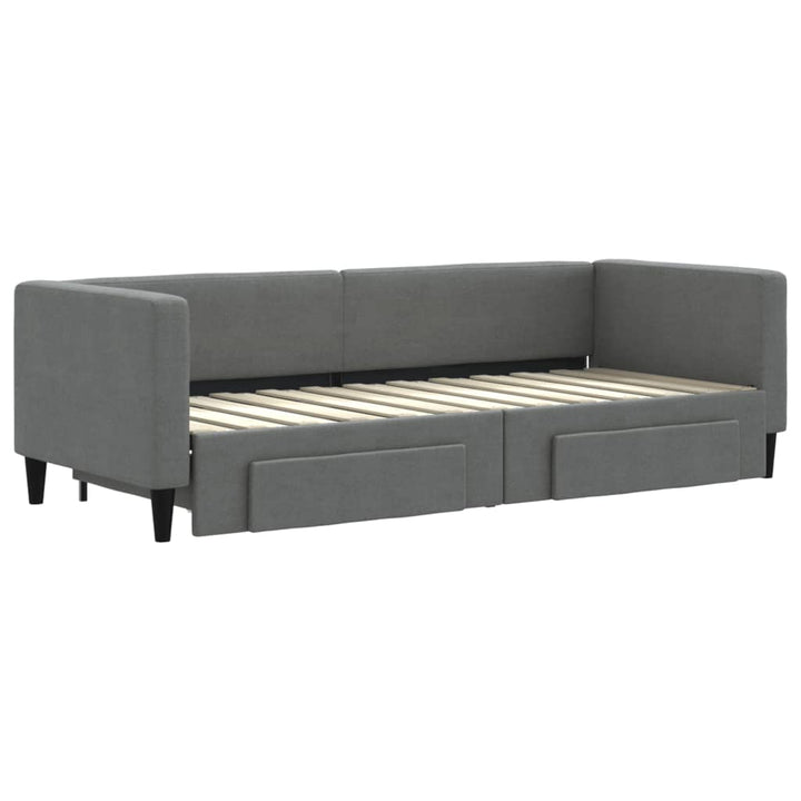 daybed med udtræk og skuffer 80x200 cm stof mørkegrå