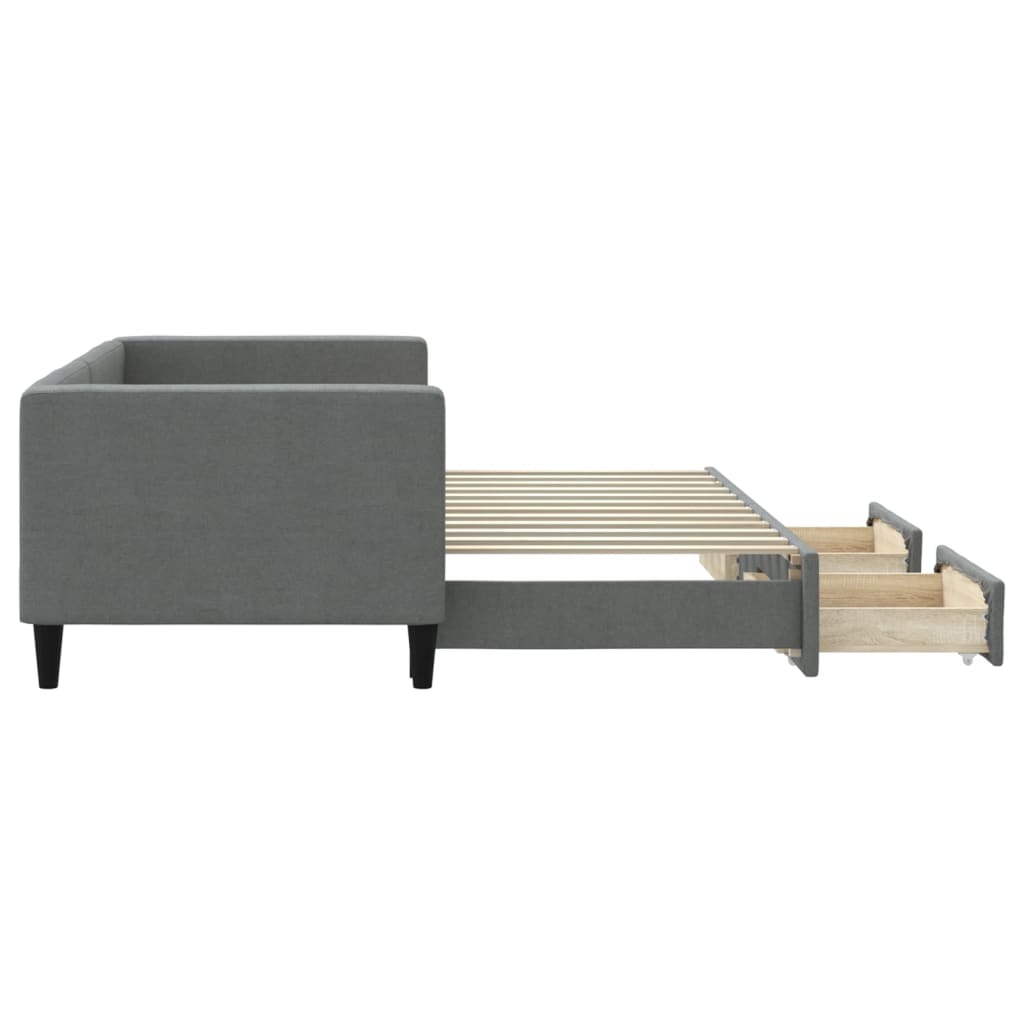 daybed med udtræk og skuffer 80x200 cm stof mørkegrå