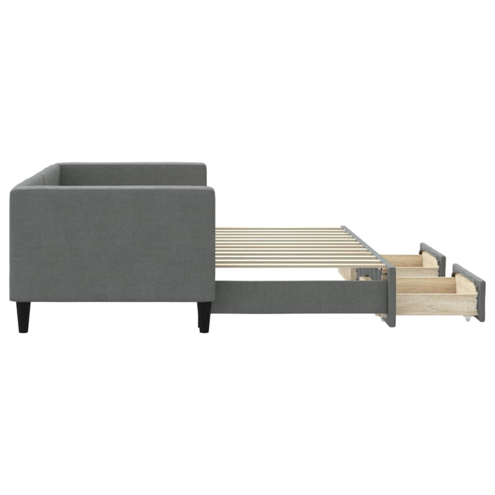 daybed med udtræk og skuffer 80x200 cm stof mørkegrå