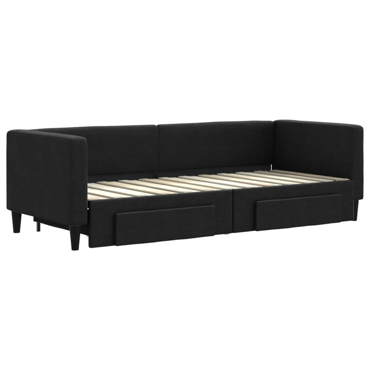daybed med udtræk og skuffer 80x200 cm stof sort
