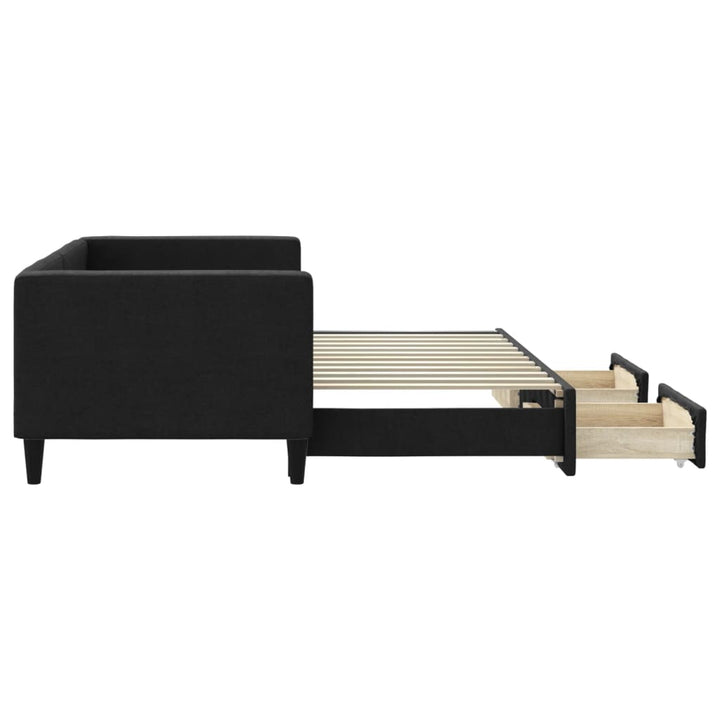 daybed med udtræk og skuffer 80x200 cm stof sort