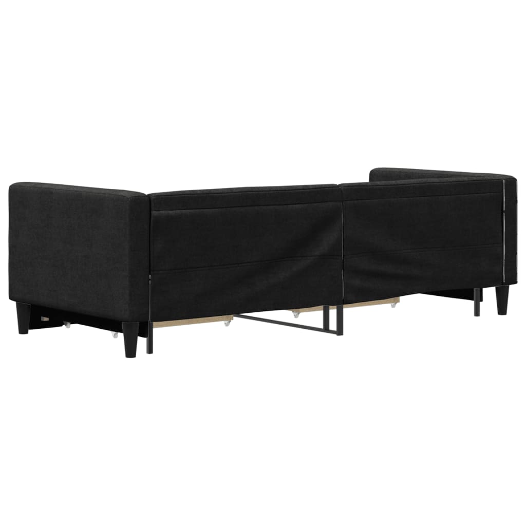 daybed med udtræk og skuffer 80x200 cm stof sort