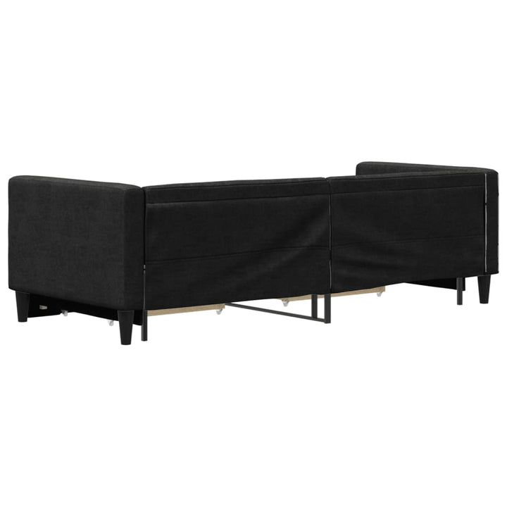 daybed med udtræk og skuffer 80x200 cm stof sort