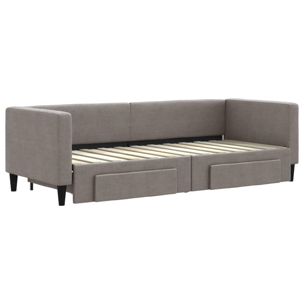 daybed med udtræk og skuffer 80x200 cm stof gråbrun