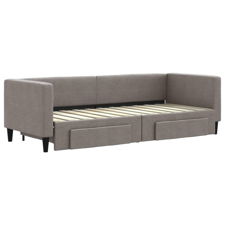 daybed med udtræk og skuffer 80x200 cm stof gråbrun