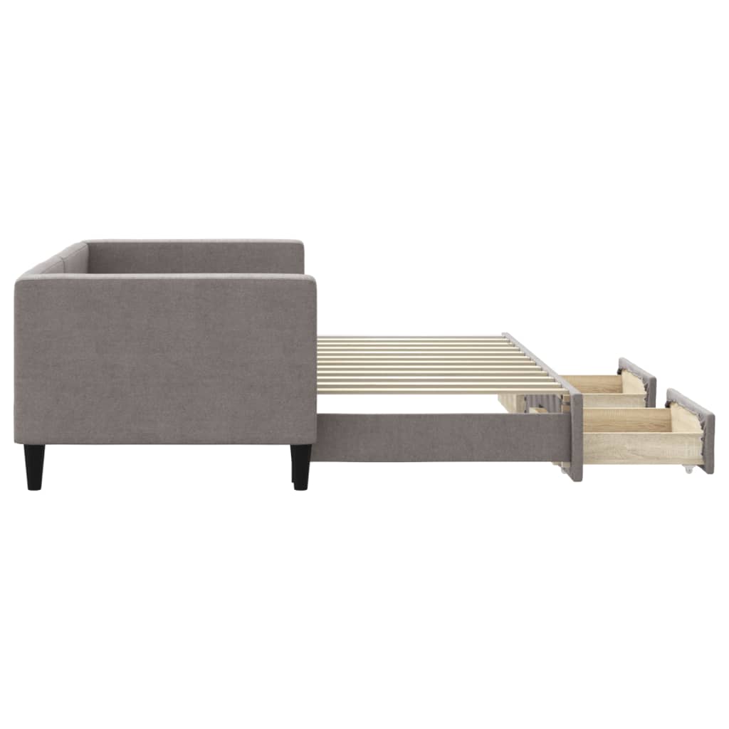 daybed med udtræk og skuffer 80x200 cm stof gråbrun