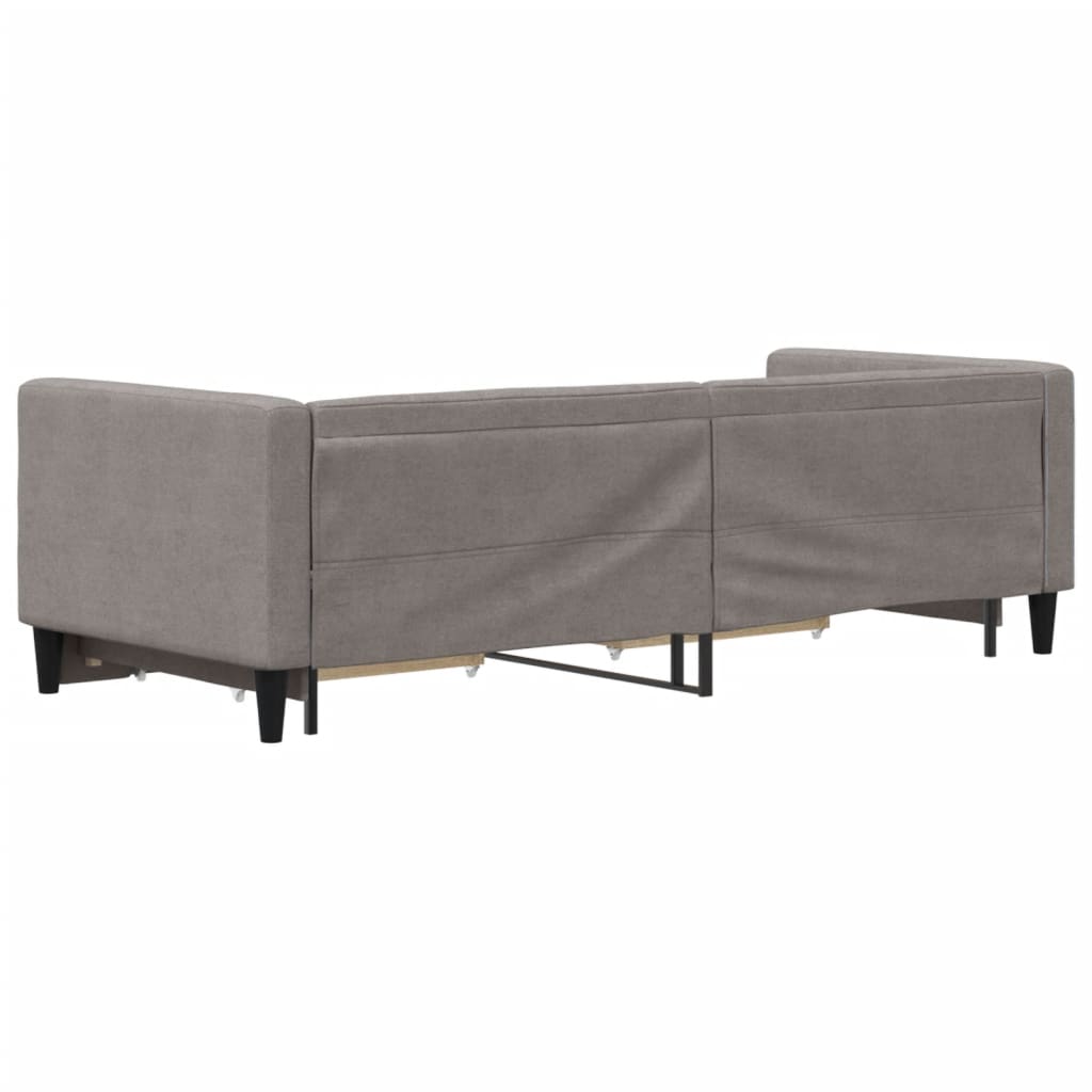daybed med udtræk og skuffer 80x200 cm stof gråbrun