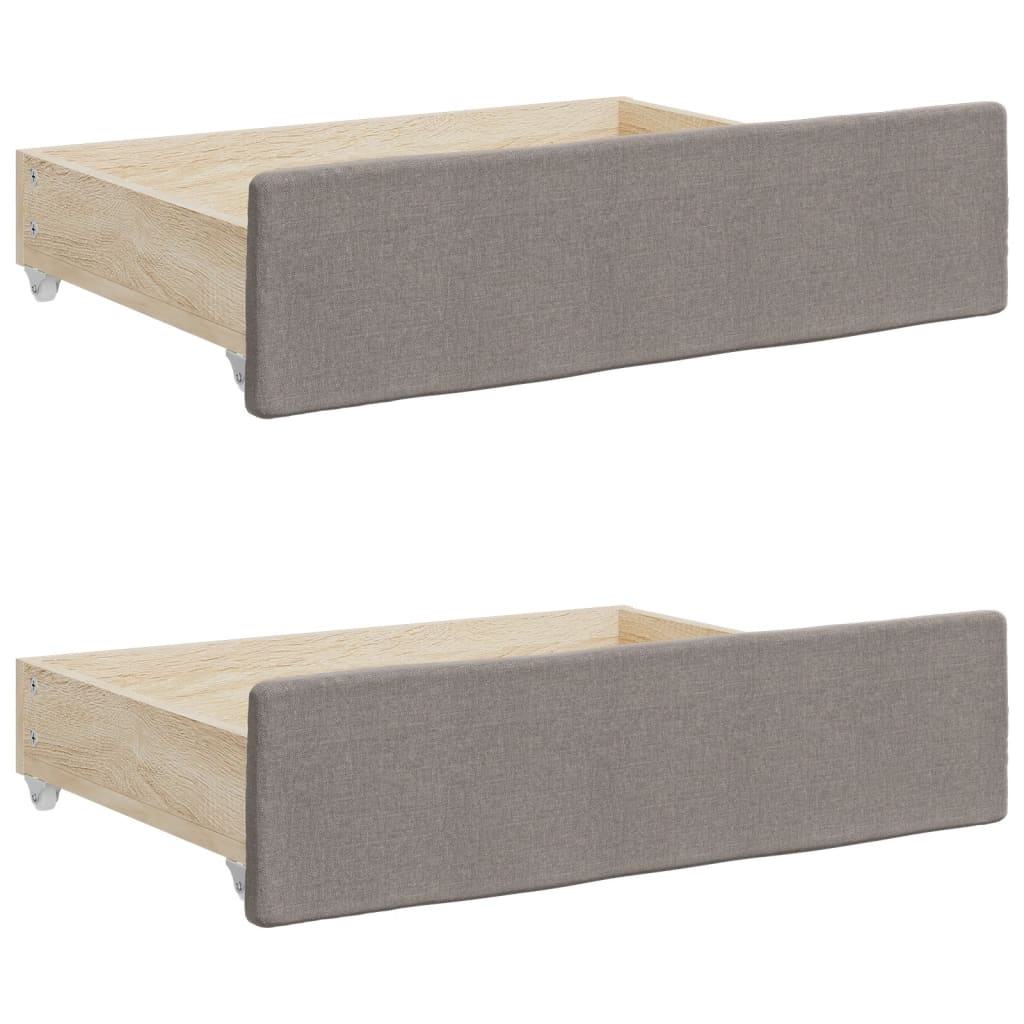 daybed med udtræk og skuffer 80x200 cm stof gråbrun