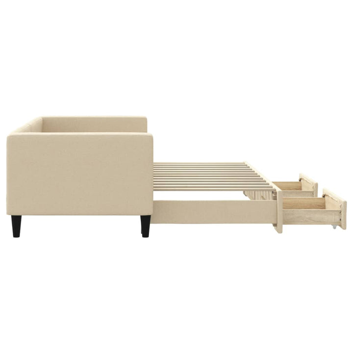 daybed med udtræk og skuffer 80x200 cm stof cremefarvet