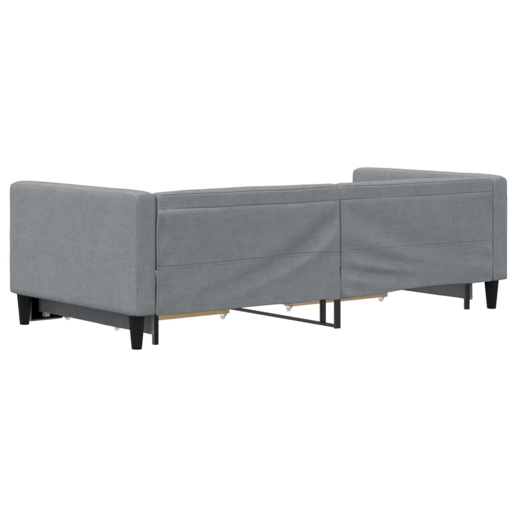 daybed med udtræk og skuffer 90x200 cm stof lysegrå