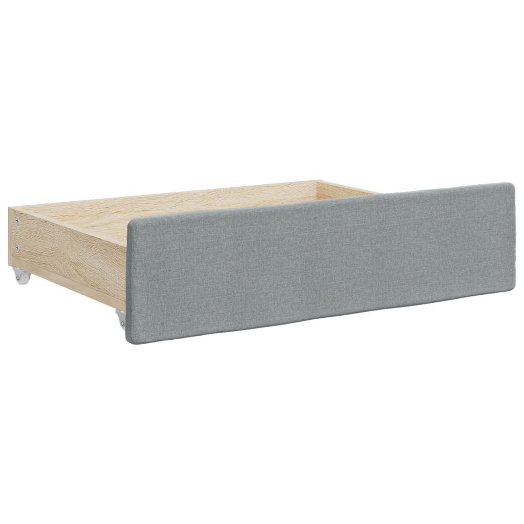 daybed med udtræk og skuffer 90x200 cm stof lysegrå