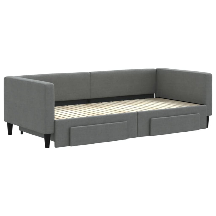 daybed med udtræk og skuffer 90x200 cm stof mørkegrå