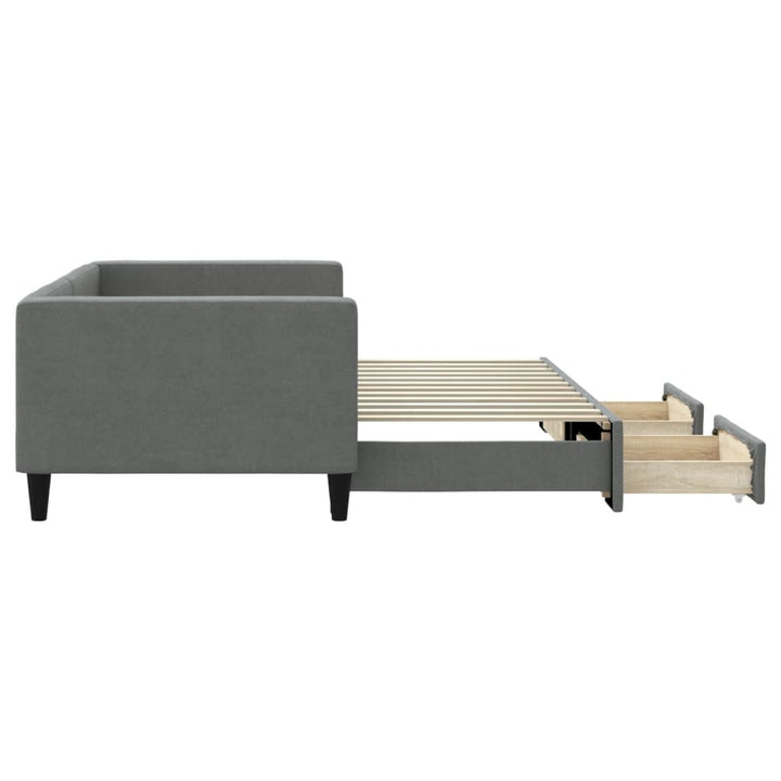 daybed med udtræk og skuffer 90x200 cm stof mørkegrå