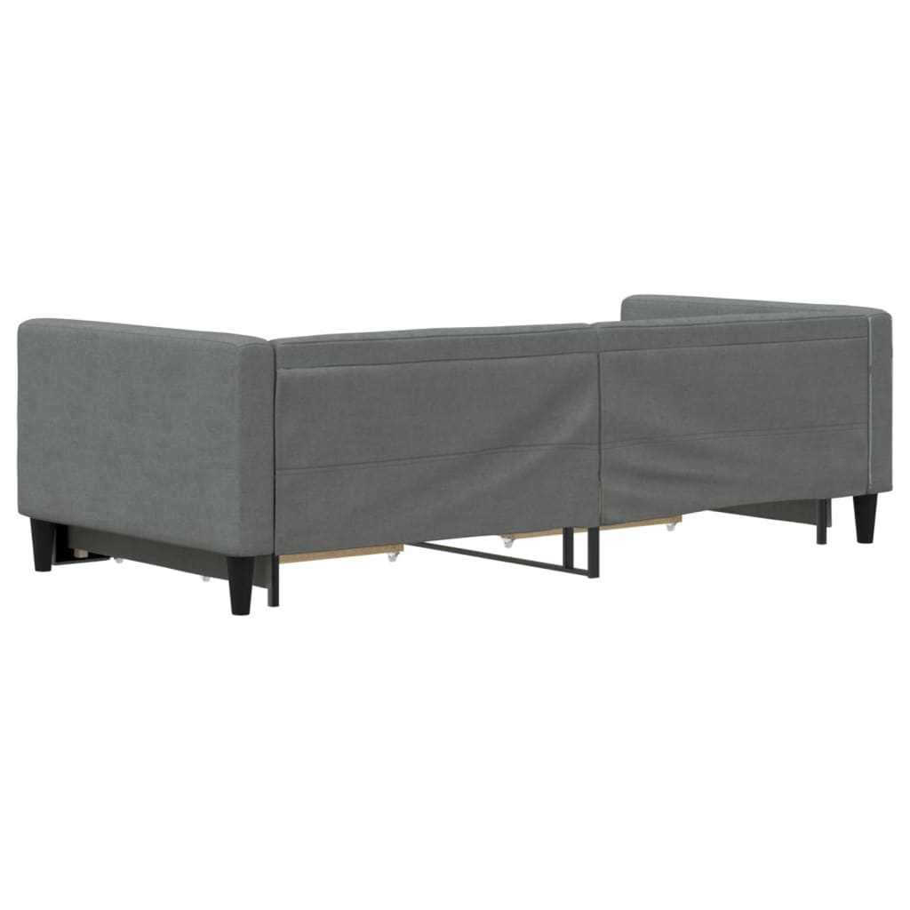 daybed med udtræk og skuffer 90x200 cm stof mørkegrå