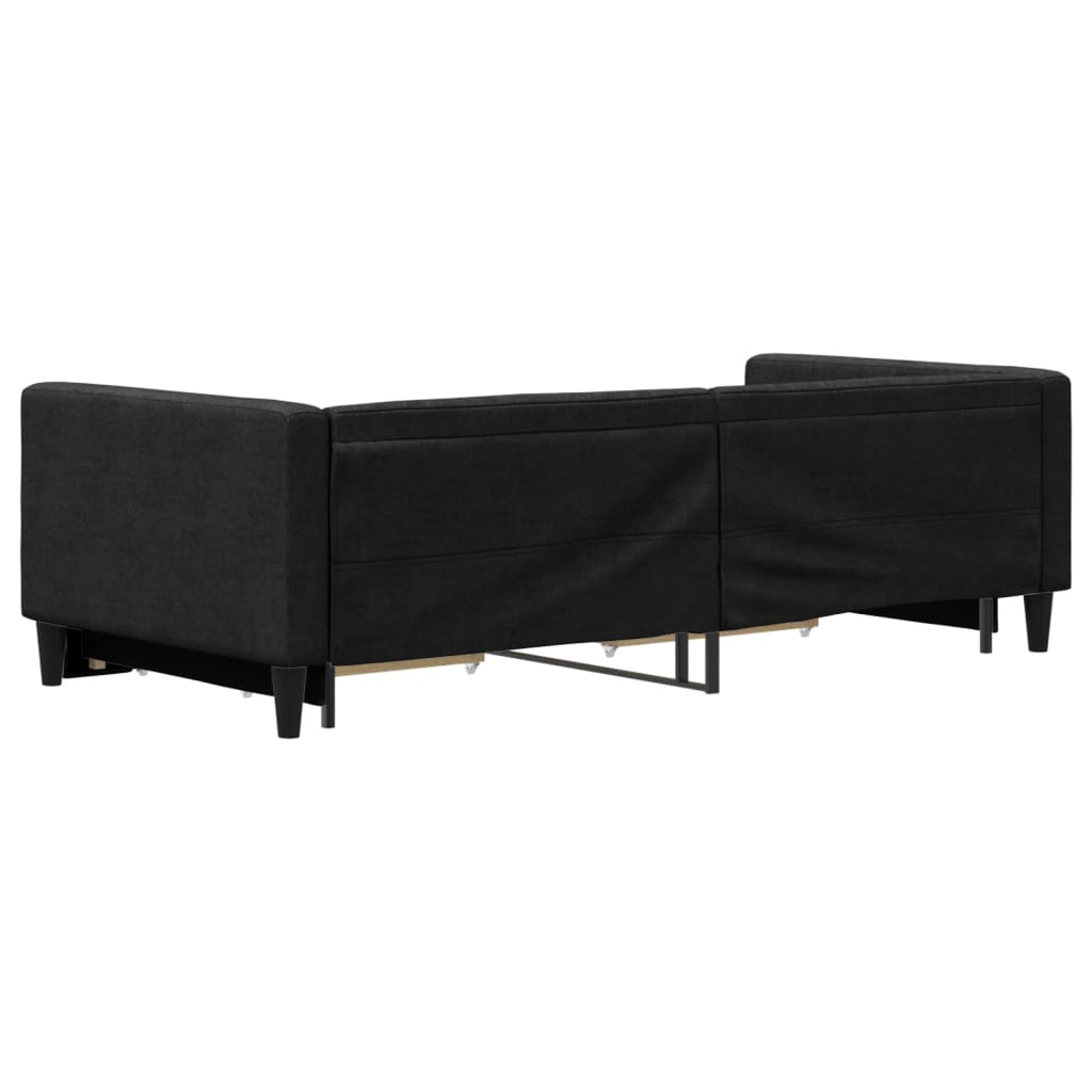 daybed med udtræk og skuffer 90x200 cm stof sort