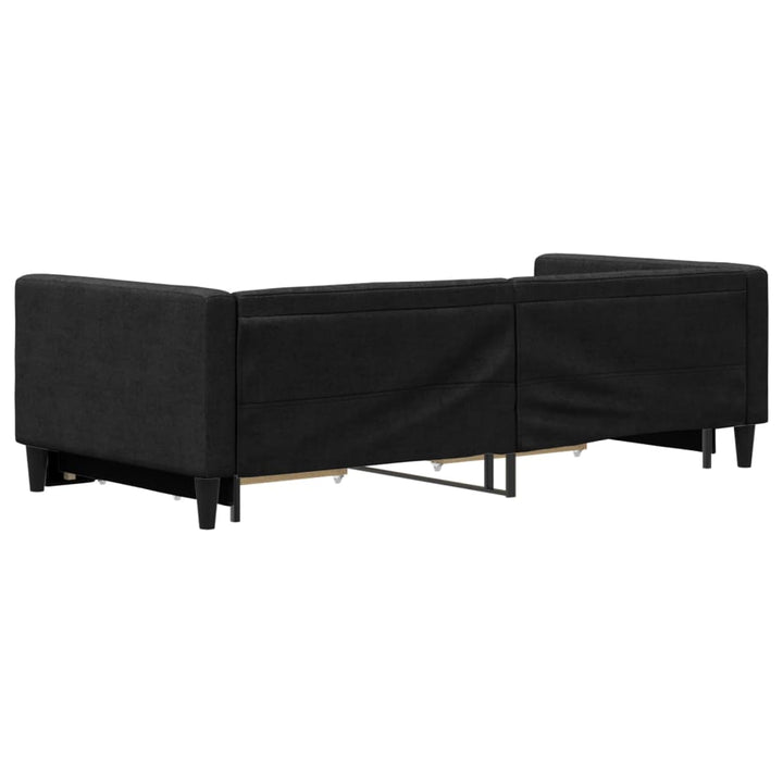 daybed med udtræk og skuffer 90x200 cm stof sort