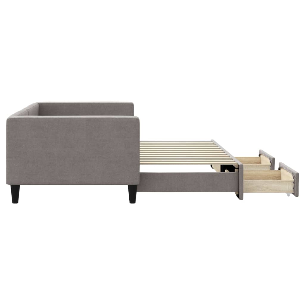 daybed med udtræk og skuffer 90x200 cm stof gråbrun
