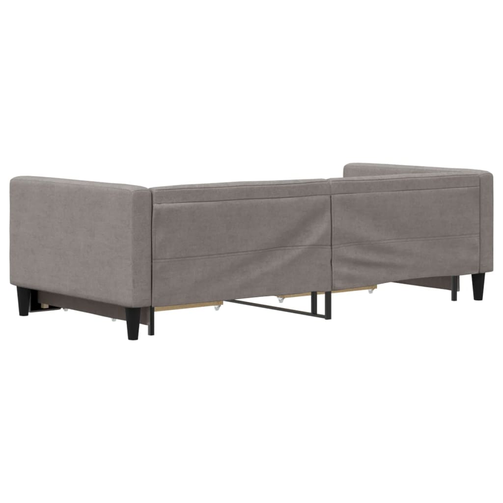 daybed med udtræk og skuffer 90x200 cm stof gråbrun