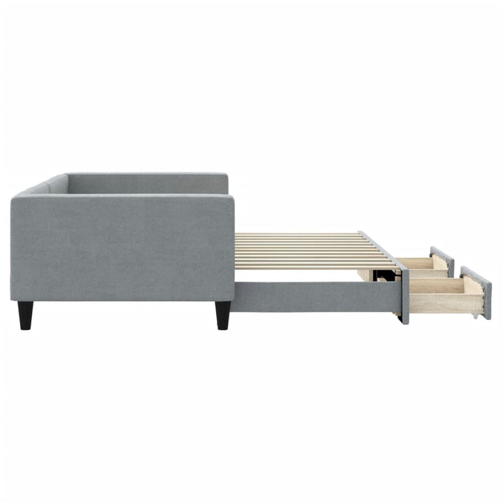 daybed med udtræk og skuffer 100x200 cm stof lysegrå