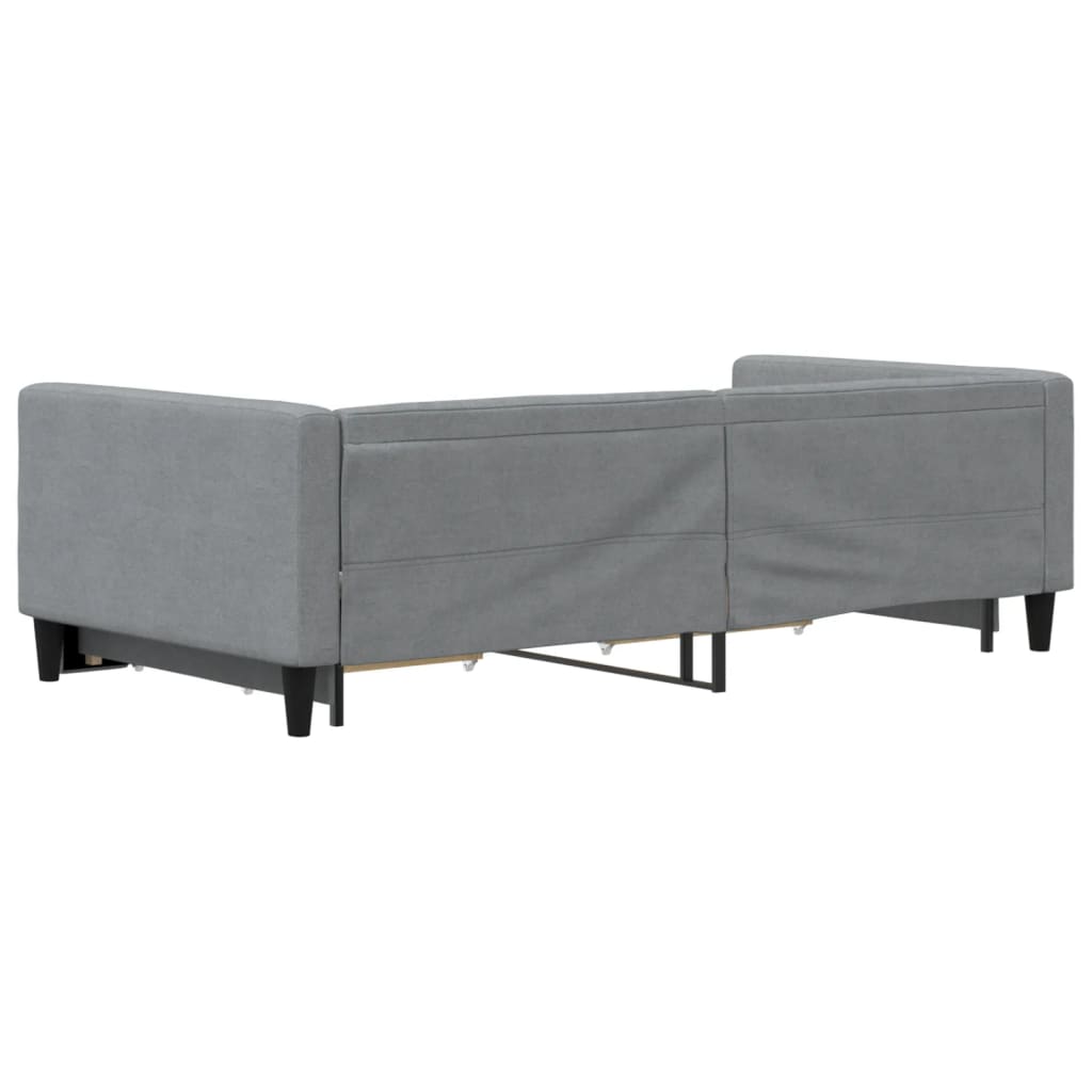 daybed med udtræk og skuffer 100x200 cm stof lysegrå