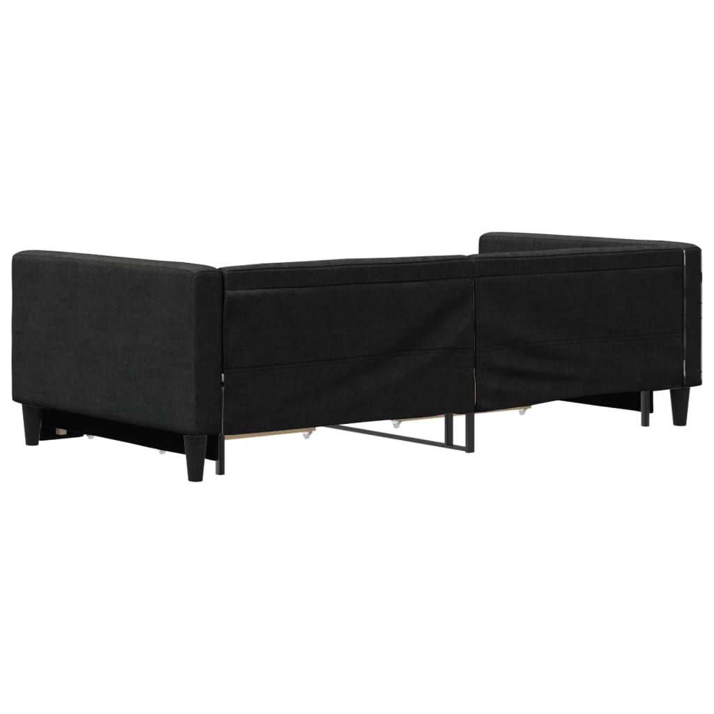 daybed med udtræk og skuffer 100x200 cm stof sort