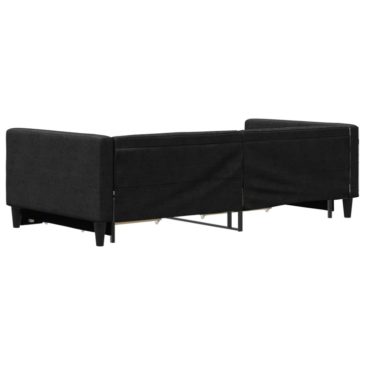daybed med udtræk og skuffer 100x200 cm stof sort