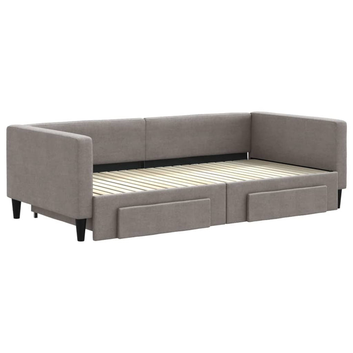 daybed med udtræk og skuffer 100x200 cm stof gråbrun
