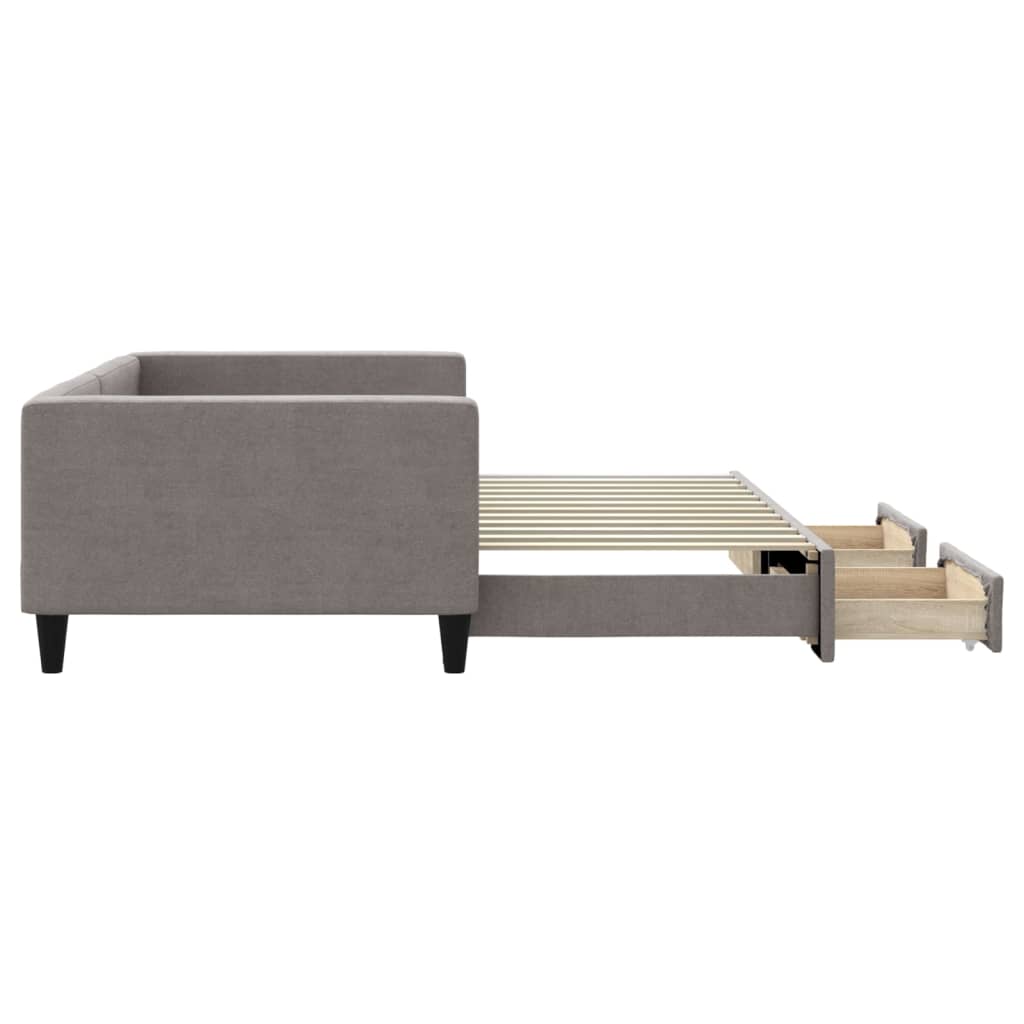 daybed med udtræk og skuffer 100x200 cm stof gråbrun