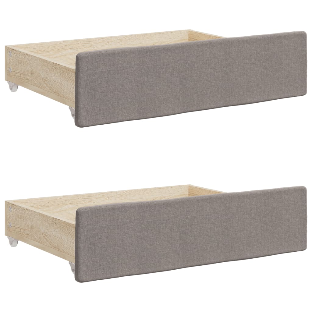 daybed med udtræk og skuffer 100x200 cm stof gråbrun
