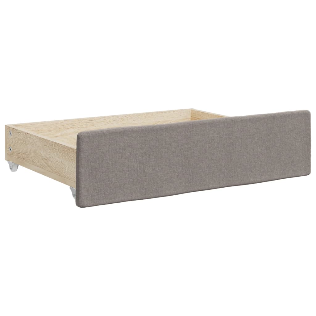 daybed med udtræk og skuffer 100x200 cm stof gråbrun