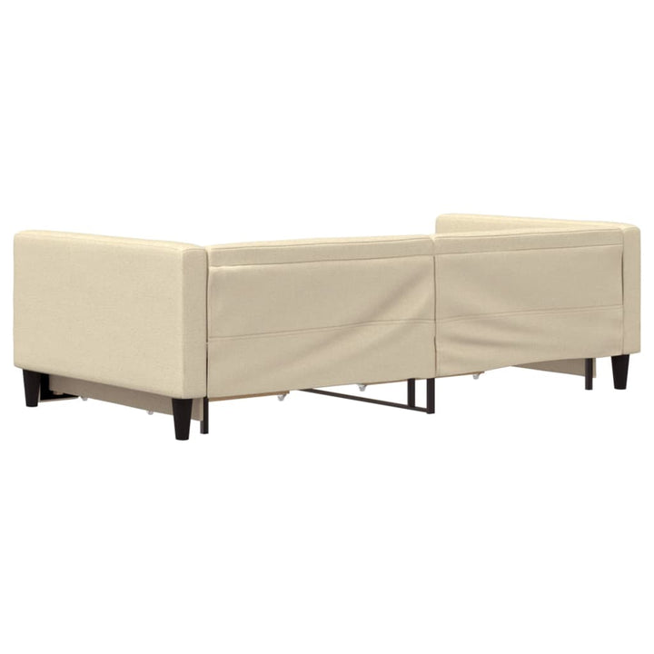 daybed med udtræk og skuffer 100x200 cm stof cremefarvet