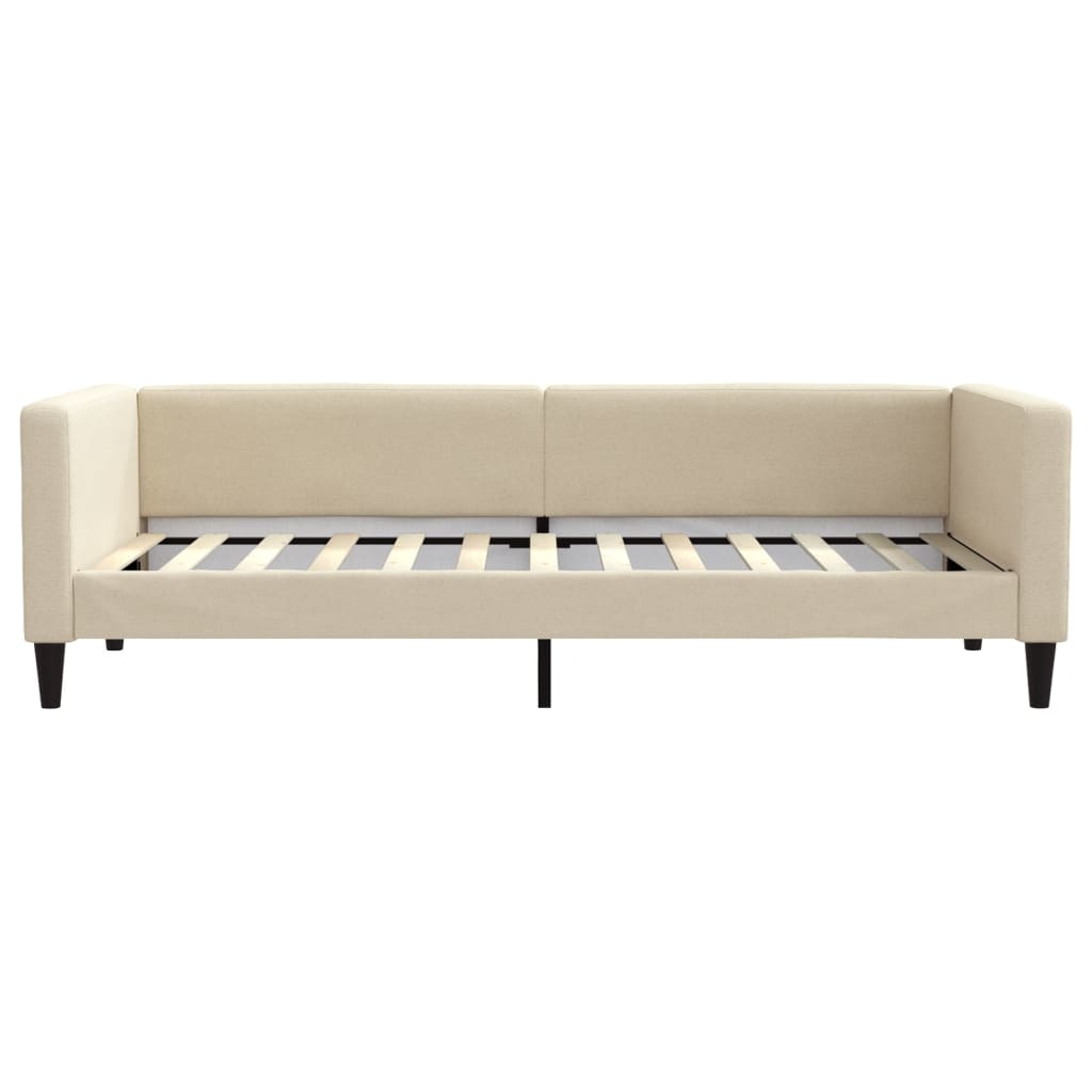 daybed med udtræk og skuffer 100x200 cm stof cremefarvet