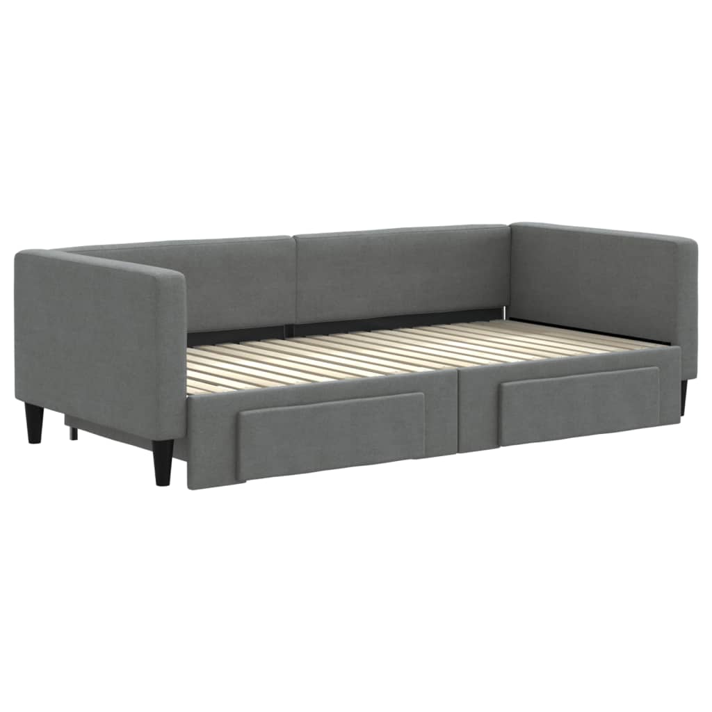 daybed med udtræk og skuffer 90x190 cm stof mørkegrå