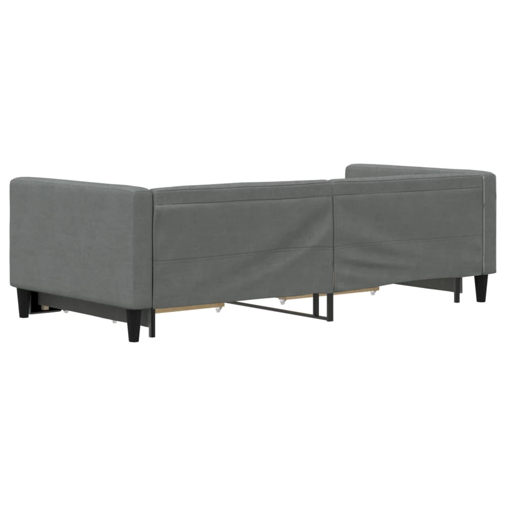 daybed med udtræk og skuffer 90x190 cm stof mørkegrå