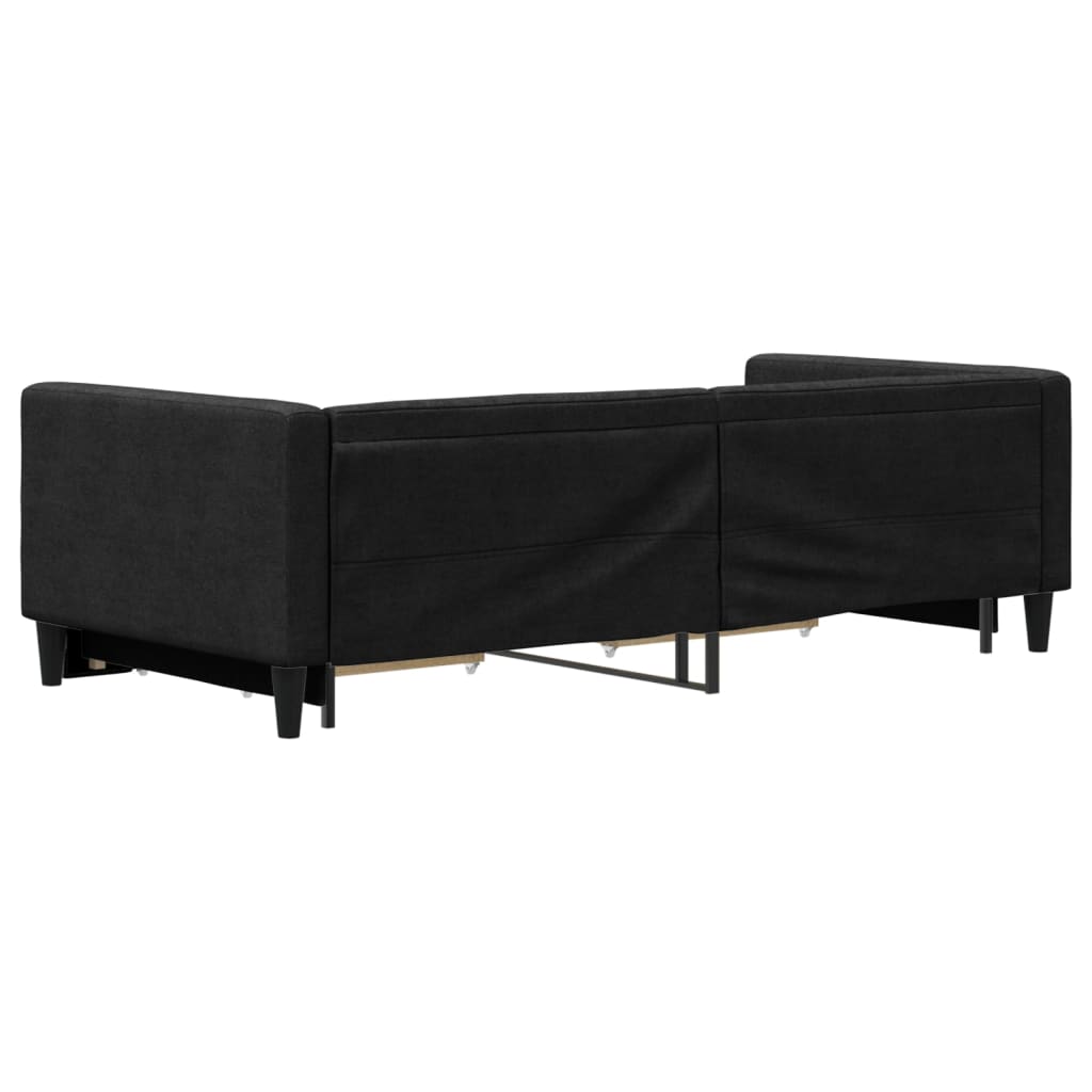 daybed med udtræk og skuffer 90x190 cm stof sort