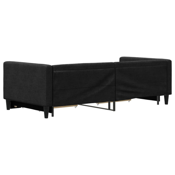 daybed med udtræk og skuffer 90x190 cm stof sort