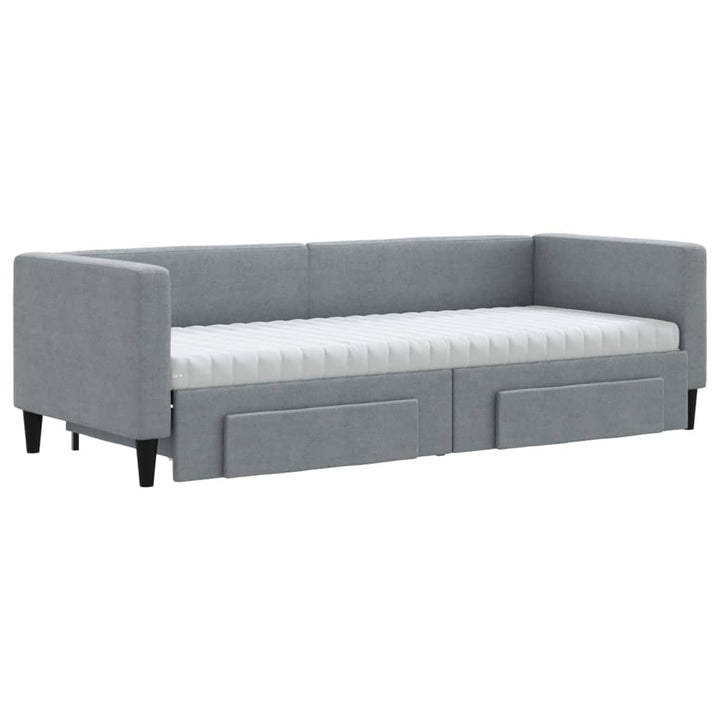 daybed med udtræk og skuffer 80x200 cm stof lysegrå