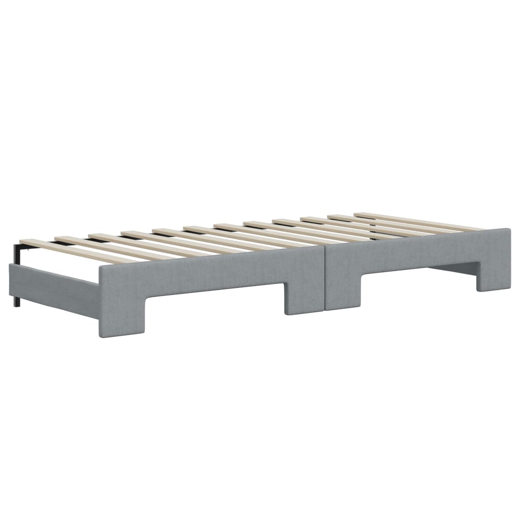daybed med udtræk og skuffer 80x200 cm stof lysegrå