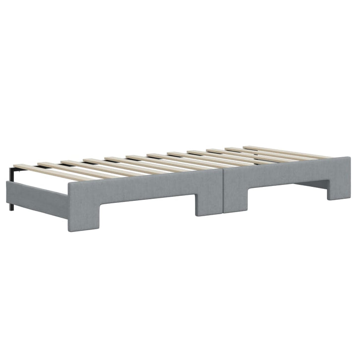 daybed med udtræk og skuffer 80x200 cm stof lysegrå