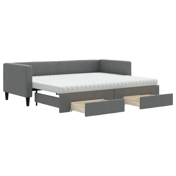 daybed med udtræk og skuffer 80x200 cm stof mørkegrå